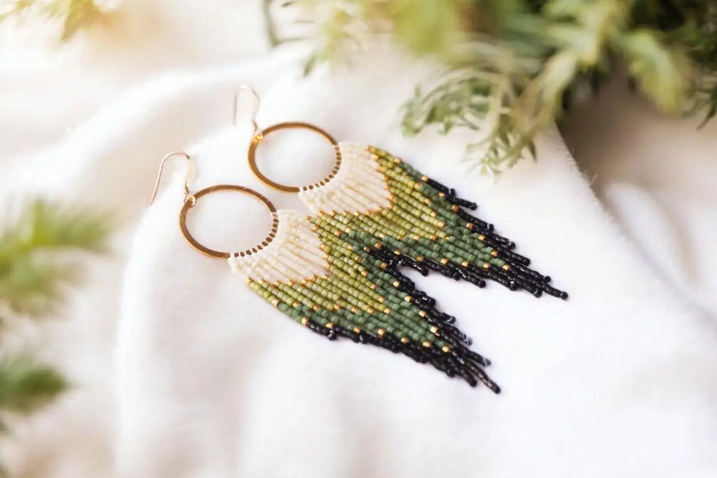 Handwoven Fringe Hoop Earrings: Gemma