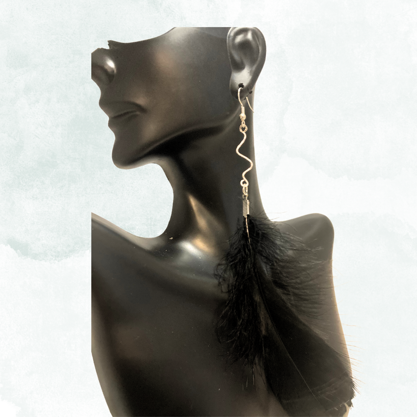 Zig Zag Black Feather Earrings