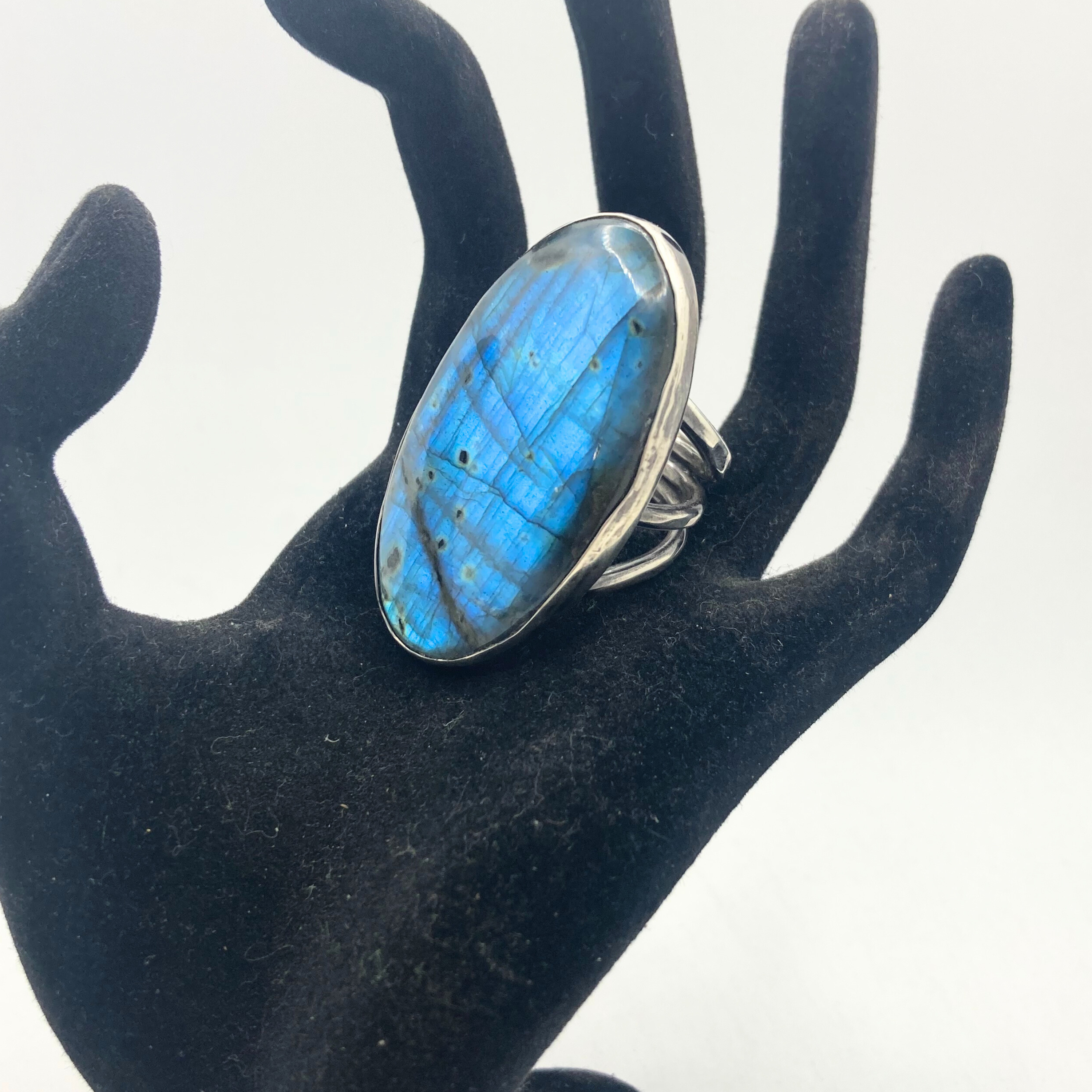 Labradorite Three Band Ring Size 10
