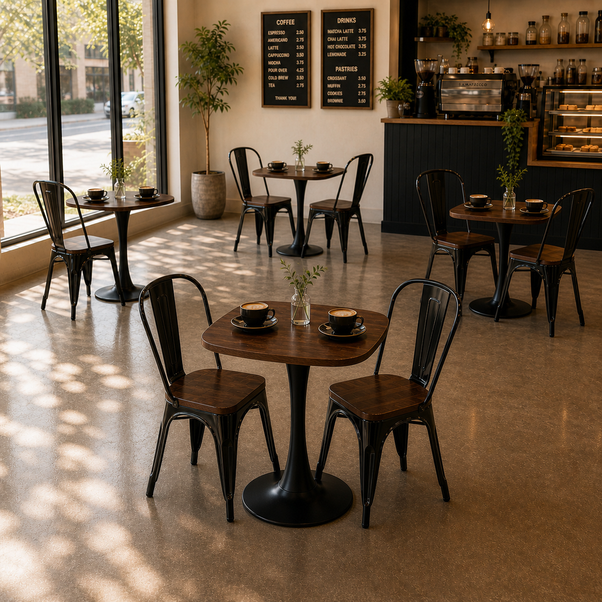 3-Piece Café Table Set, Compact Bistro Set for Coffee Shops
