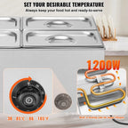 Commercial Electric Food Warmer 4-Pan Countertop Buffet 15.9