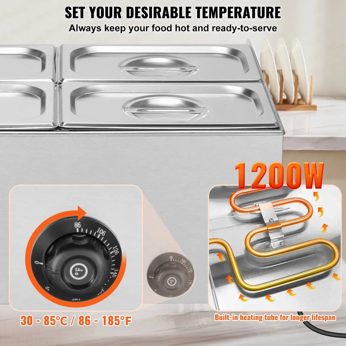 Commercial Electric Food Warmer 4-Pan Countertop Buffet 15.9