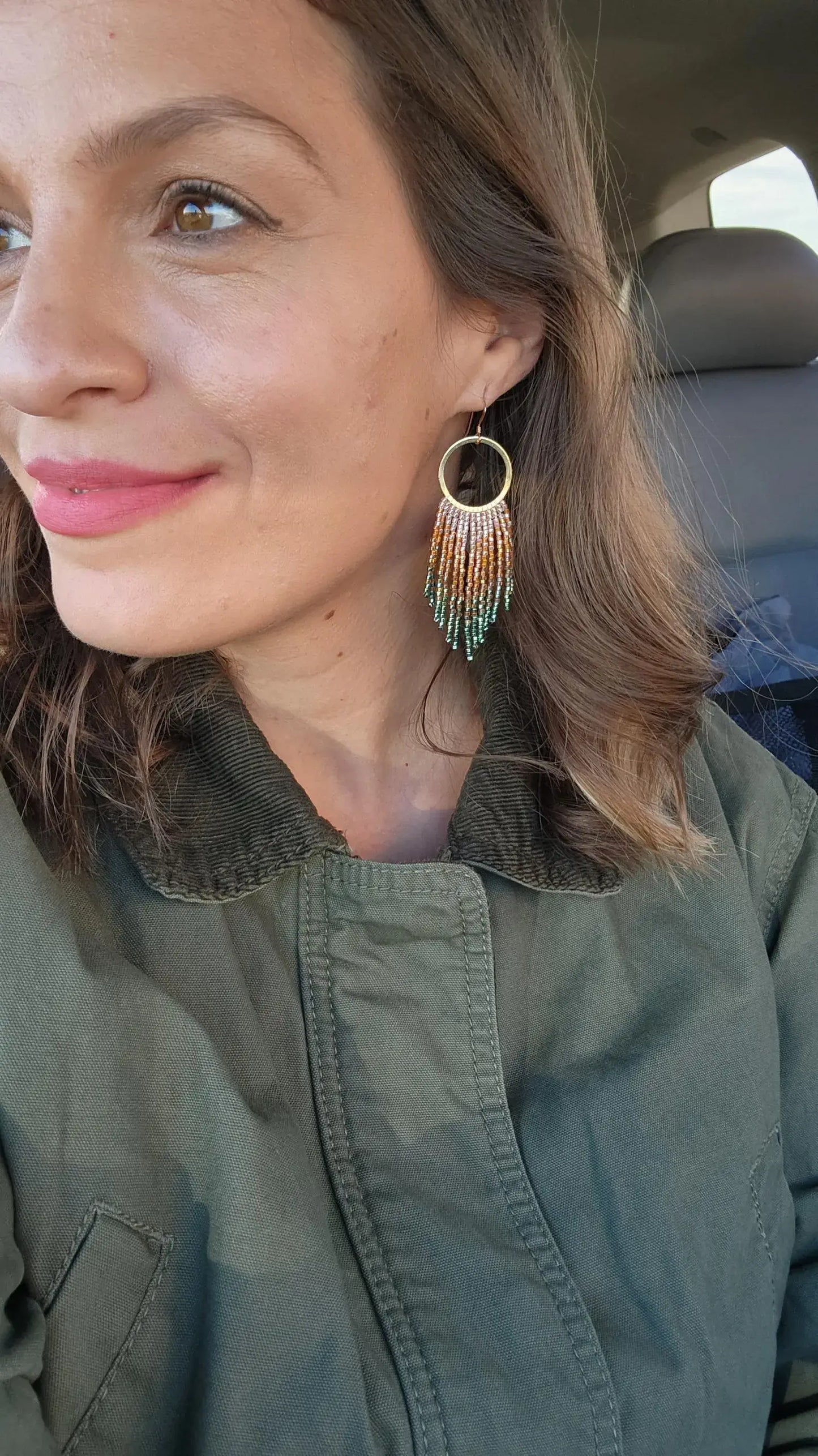 Handwoven Earthy Fringe Hoop Earrings: Holly