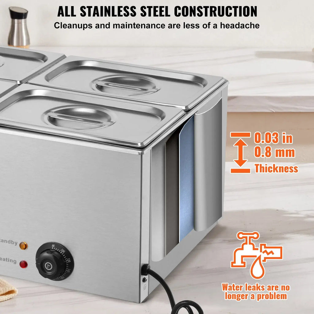 Commercial Electric Food Warmer 4-Pan Countertop Buffet 15.9