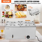 Commercial Electric Food Warmer 4-Pan Countertop Buffet 15.9