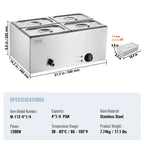 Commercial Electric Food Warmer 4-Pan Countertop Buffet 15.9