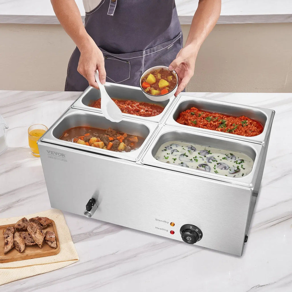 Commercial Electric Food Warmer 4-Pan Countertop Buffet 15.9