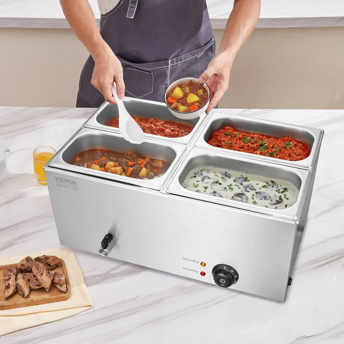 Commercial Electric Food Warmer 4-Pan Countertop Buffet 15.9
