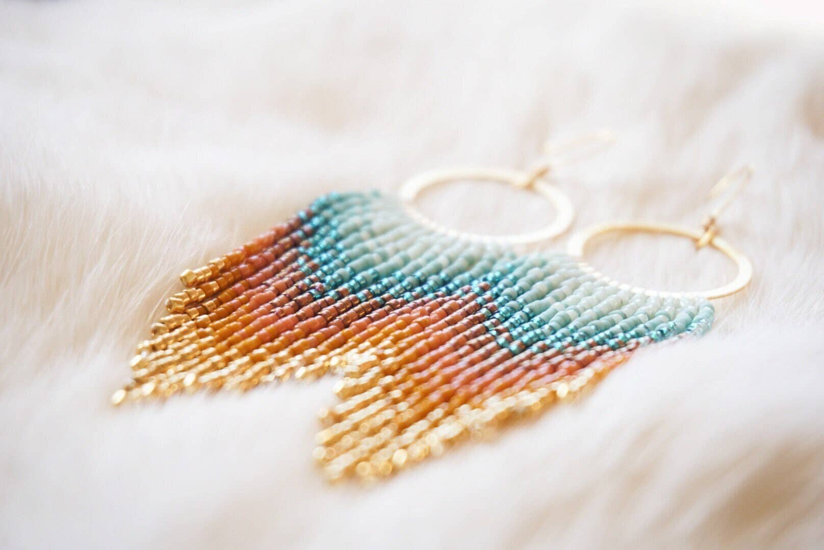 Handwoven Fringe Hoop Earrings: Colorado Earth Tones