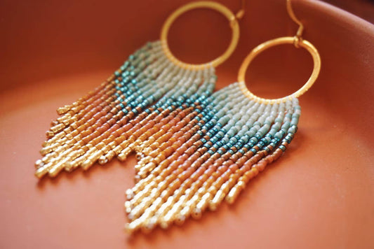 Handwoven Fringe Hoop Earrings: Colorado Earth Tones