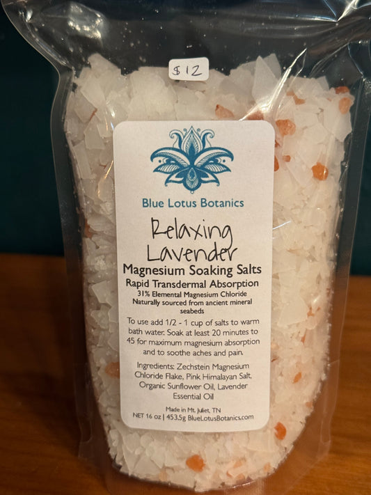 Relaxing Lavender Magnesium Soaking Salts- 16 oz