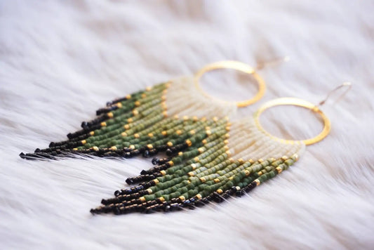 Handwoven Fringe Hoop Earrings: Gemma
