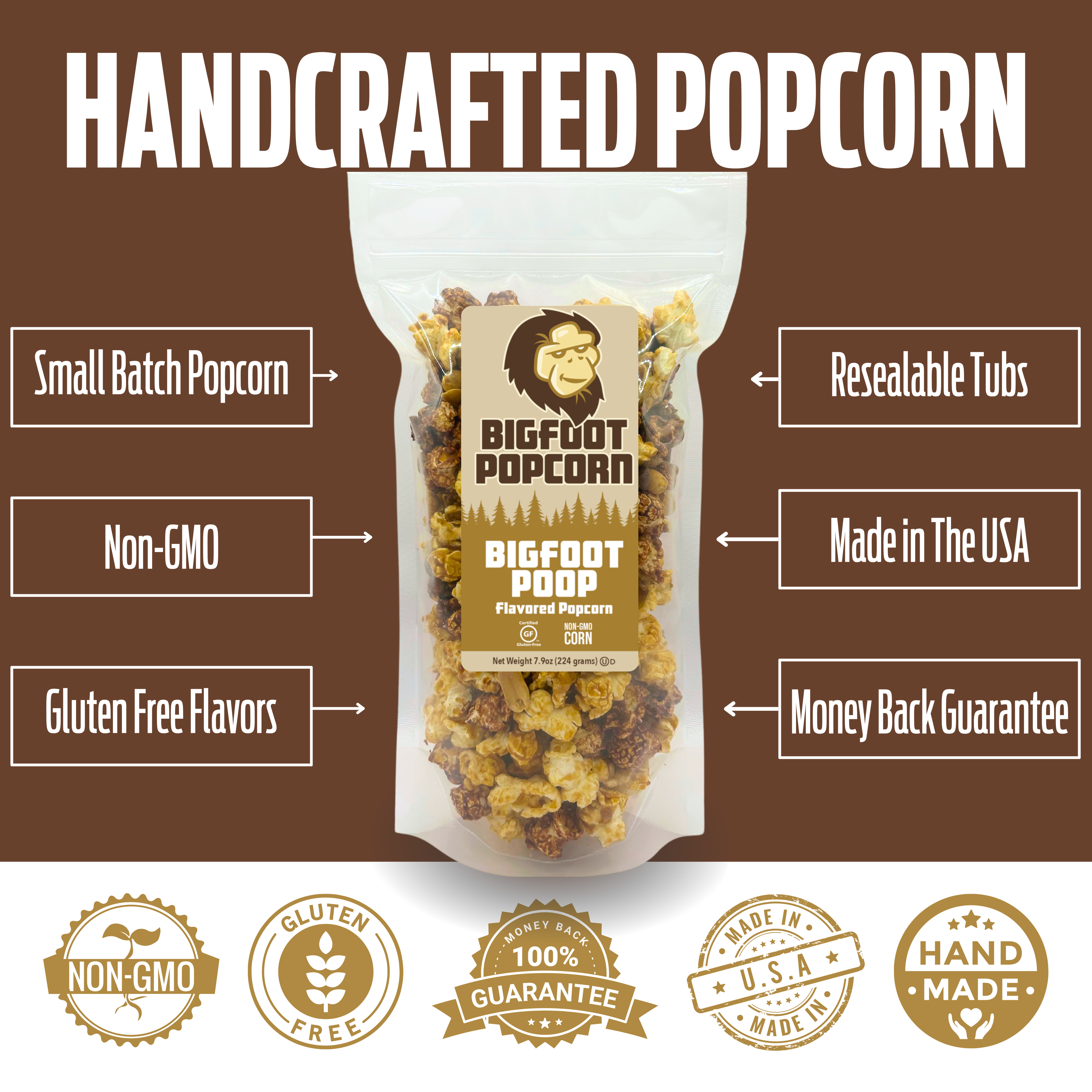 Bigfoot Poop Chocolate and Caramel Gourmet Popcorn