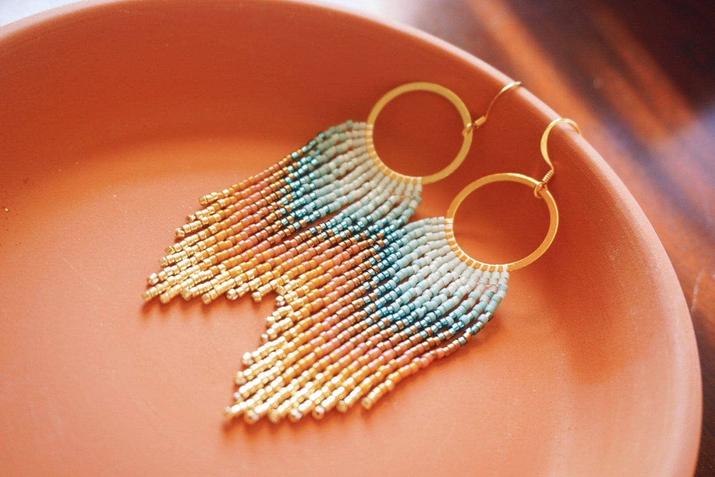 Handwoven Fringe Hoop Earrings: Colorado Earth Tones