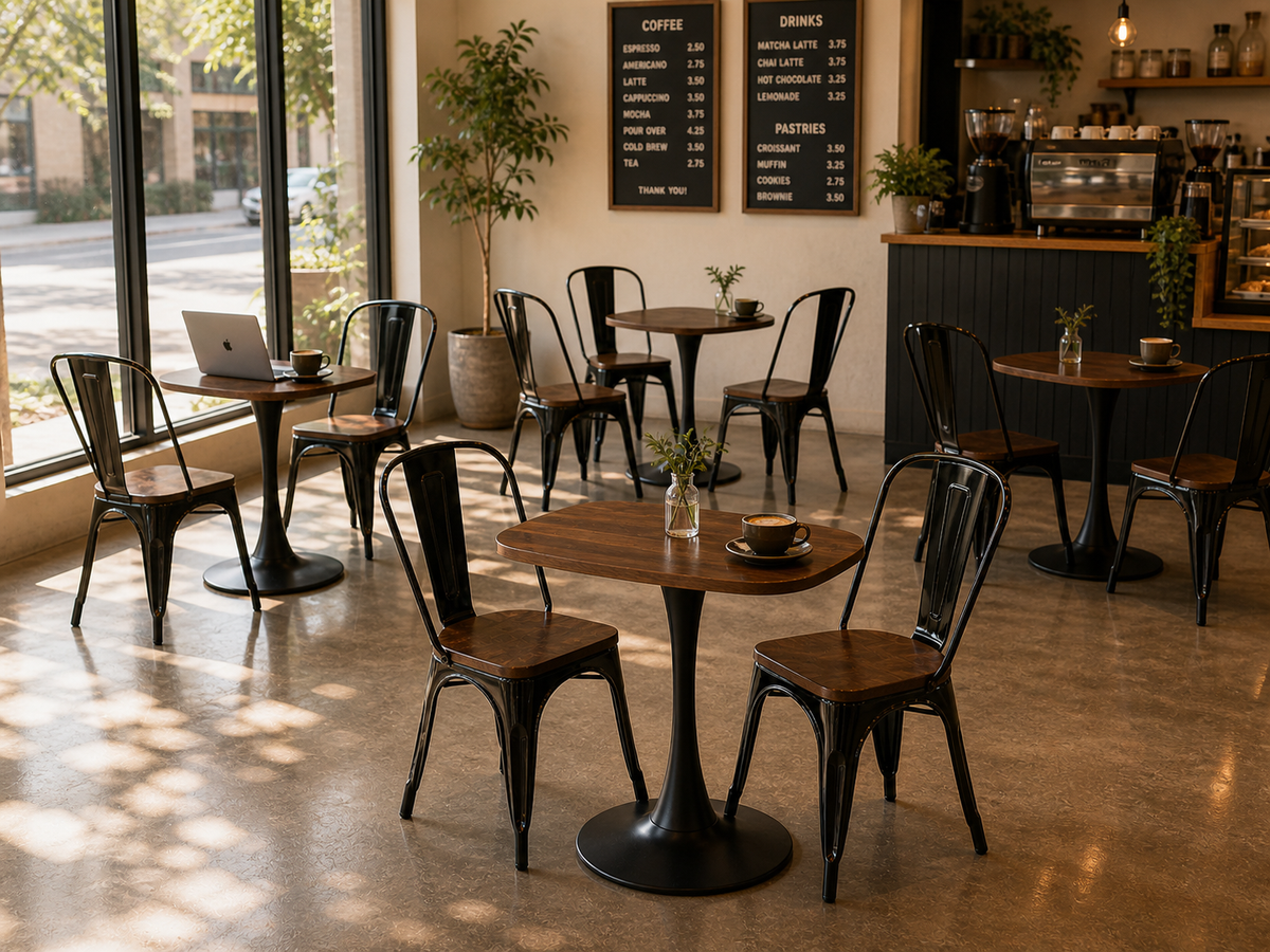 3-Piece Café Table Set, Compact Bistro Set for Coffee Shops