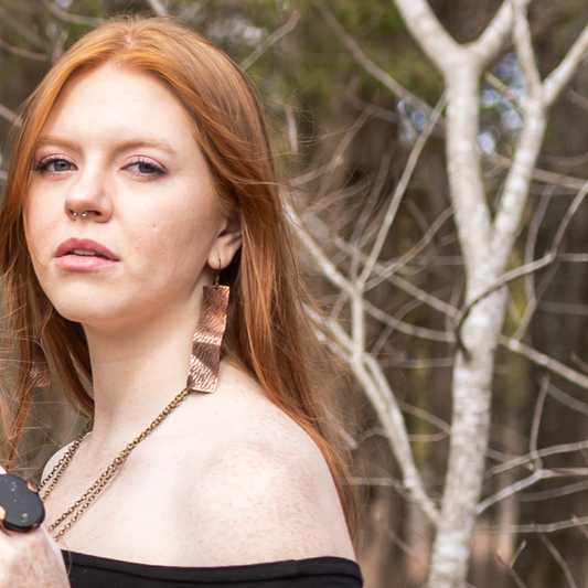 Wavy Hammered Copper Earrings