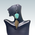 Turquoise w/ Leaf Print Earrings