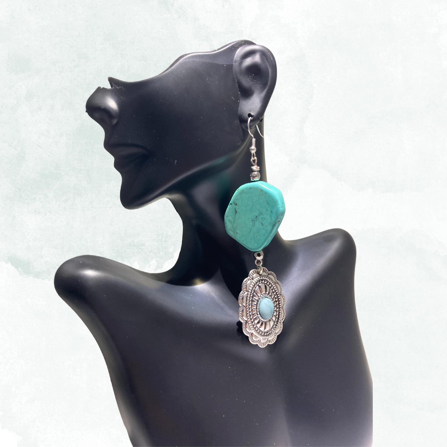 Turquoise w/ Round Pendant Earrings